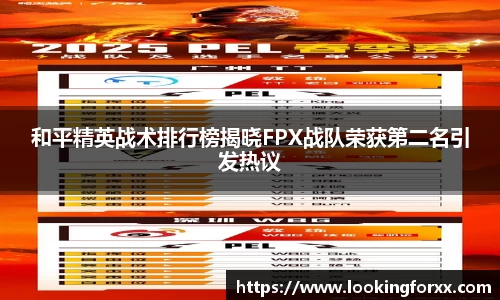 和平精英战术排行榜揭晓FPX战队荣获第二名引发热议